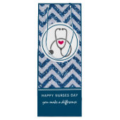 Happy Nurses Day Stethoscope op Blue Chevron Wijn Cadeautas (Achterkant)