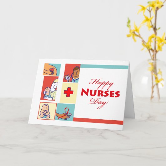 Happy Nurses Day, verpleegkundigen en hun patiënte Kaart (Gele Bloem)