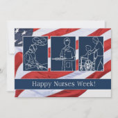 Happy Nurses Week. Amerikaanse Patriottische aange Bedankkaart (Voorkant)