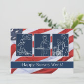 Happy Nurses Week. Amerikaanse Patriottische aange Bedankkaart (Staand voorkant)