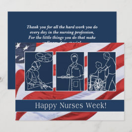 Happy Nurses Week. Amerikaanse Patriottische aange Bedankkaart