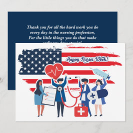Happy Nurses Week. Amerikaanse Patriottische aange Bedankkaart