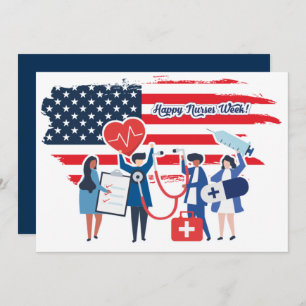 Happy Nurses Week. Amerikaanse Patriottische aange Bedankkaart