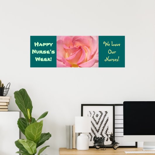 Happy Nurse's Week! Banner Poster Prints Roos Blau (Thuiskantoor)