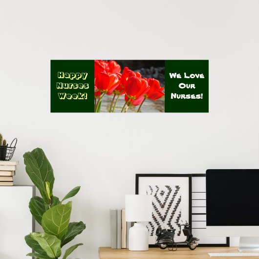 Happy Nurses Week Banner Posters Red Tulips (Thuiskantoor)