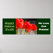 Happy Nurses Week Banner Posters Red Tulips (Voorkant)