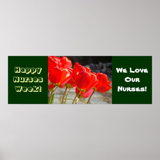 Happy Nurses Week Banner Posters Red Tulips (Voorkant)