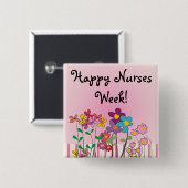 Happy Nurses Week Buttonnen Vierkante Button 5,1 Cm (Voorkant /achterkant)