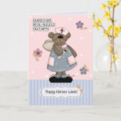 Happy Nurses Week. Cute Teddy Bear Angel Kaart (Gele Bloem)