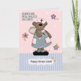 Happy Nurses Week. Cute Teddy Bear Angel Kaart