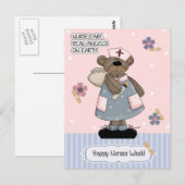 Happy Nurses Week. Cute Teddy Bear Briefkaart (Voorkant / Achterkant)