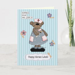 Happy Nurses Week. Cute Teddy Bear Kaart