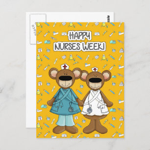 Happy Nurses Week. Cute Teddy Bears Briefkaart