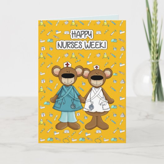 Happy Nurses Week. Cute Teddy Bears Kaart (Voorkant)