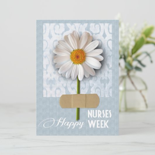 Happy Nurses Week. Daisy Flat Wenskaart Aankondiging (Staand voorkant)