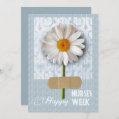 Happy Nurses Week. Daisy Flat Wenskaart Aankondiging (Voorkant / Achterkant)