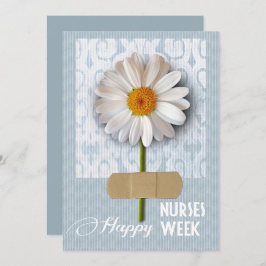 Happy Nurses Week. Daisy Flat Wenskaart Aankondiging (Voorkant / Achterkant)