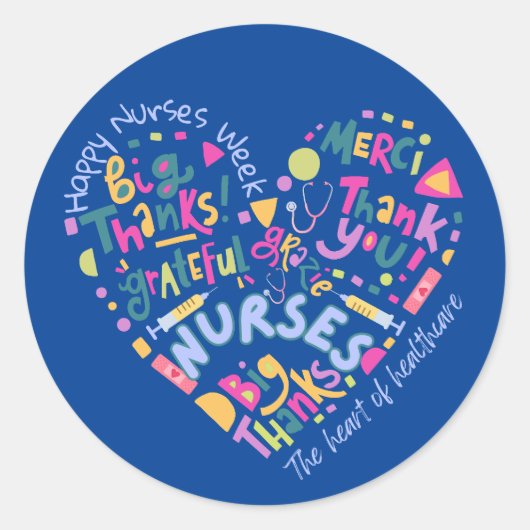 Happy Nurses Week Dank u Ronde Sticker (Voorkant)