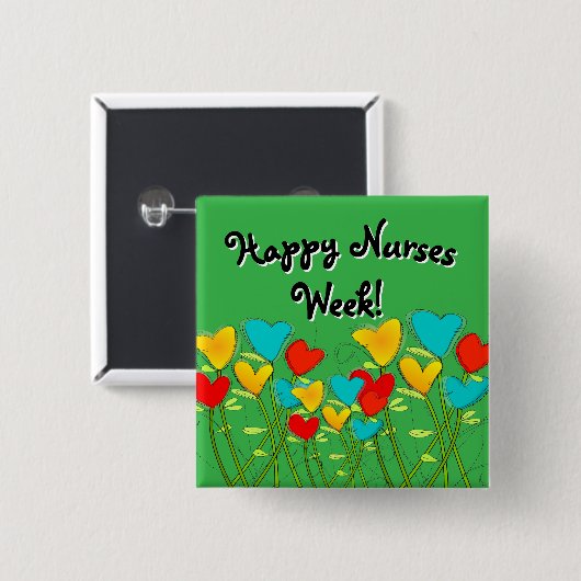 Happy Nurses Week Groene Buttonnen Vierkante Button 5,1 Cm (Voorkant /achterkant)