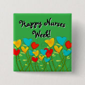Happy Nurses Week Groene Buttonnen Vierkante Button 5,1 Cm (Voorkant)