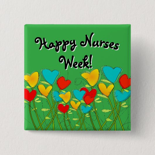 Happy Nurses Week Groene Buttonnen Vierkante Button 5,1 Cm (Voorkant)