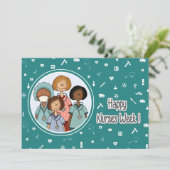 Happy Nurses Week. Groep Verpleegkundigen Kaart (Staand voorkant)