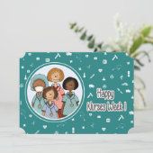 Happy Nurses Week. Groep Verpleegkundigen Kaart (Staand voorkant)