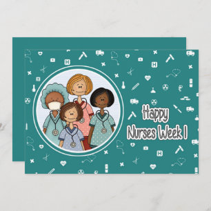 Happy Nurses Week. Groep Verpleegkundigen Kaart