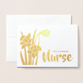 Happy Nurses Week Lente Daffodil en Stethoscoop Folie Kaarten (Voorkant met envelop)