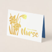 Happy Nurses Week Lente Daffodil en Stethoscoop Folie Kaarten (Voorkant)