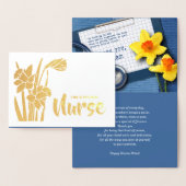 Happy Nurses Week Lente Daffodil en Stethoscoop Folie Kaarten (Display)