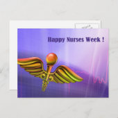 Happy Nurses Week. Medical Caduceus Briefkaart (Voorkant / Achterkant)