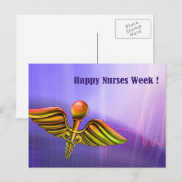 Happy Nurses Week. Medical Caduceus Briefkaart