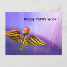 Happy Nurses Week. Medical Caduceus Briefkaart
