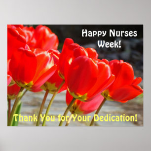 Happy Nurses Week posters Red Tulips Dank je