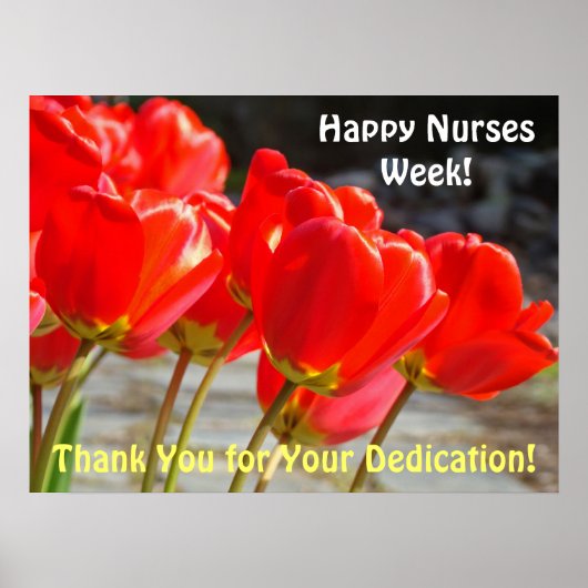 Happy Nurses Week posters Red Tulips Dank je (Voorkant)