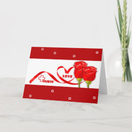 Happy Nurses Week. Rode rozen en Kaart van het har