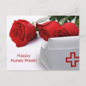 Happy Nurses Week. Rode rozen en zure Petten Briefkaart (Voorkant)