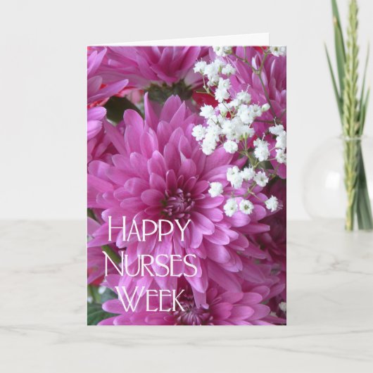 Happy Nurses Week-Roze Chrysanten Kaart (Voorkant)