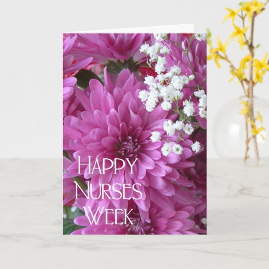 Happy Nurses Week-Roze Chrysanten Kaart (Gele Bloem)