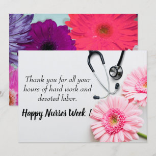 Happy Nurses Week Roze Daisy Floral Feestdagenkaart