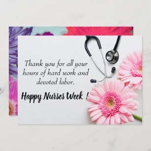 Happy Nurses Week Roze Daisy Floral Feestdagenkaart