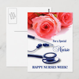 Happy Nurses Week. Rozen en stethoscoop Briefkaart