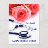 Happy Nurses Week. Rozen en stethoscoop Briefkaart (Voorkant)