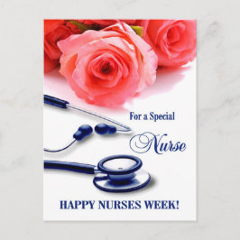 Happy Nurses Week. Rozen en stethoscoop Briefkaart