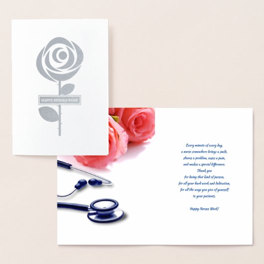 Happy Nurses Week. Rozen en stethoscoop Folie Kaarten (Display)