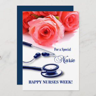 Happy Nurses Week. Rozen en Stethoscoop-Kaart Kaart