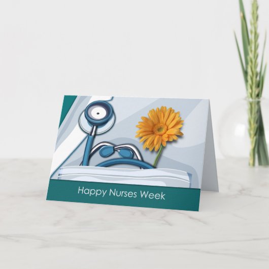 Happy Nurses Week. Stethoscoop en Daisy Bedankkaart (Voorkant)