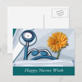 Happy Nurses Week. Stethoscoop en Daisy Briefkaart