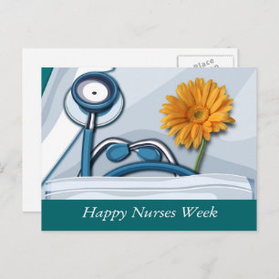 Happy Nurses Week. Stethoscoop en Daisy Briefkaart